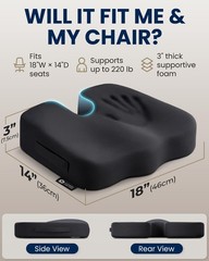 Memory Foam Seat Cushion with Cooling Gel – Ergonomic Tailbone Pain Relief for O