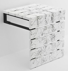 Marble Pattern Wall Mounted Folding Handmade Premium Teak Wood Seat