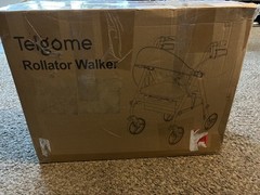 Foldable Rollator Walker w/Seat for Seniors 8“ Big Wheels, 350 lb. Weight, BLUE
