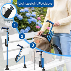 Adjustable Walking Cane for Men and Women, Heavy Duty All Terrain Collapsible