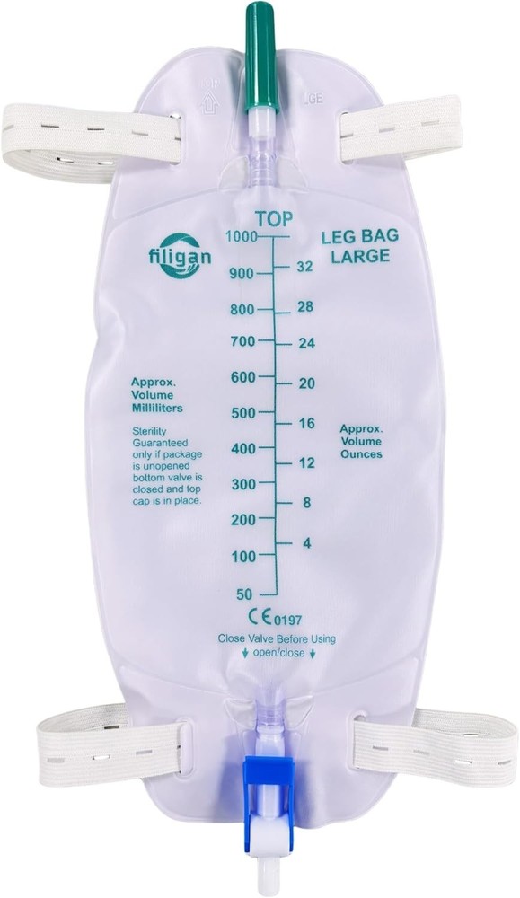 5-Pack 1000ml Catheter Leg Bags with Anti-Reflux Valve 32oz Large Capacity