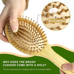 Mrd Hair Brush Set Natural Bamboo Comb Paddle Detangling Hairbrush Wide-Tooth