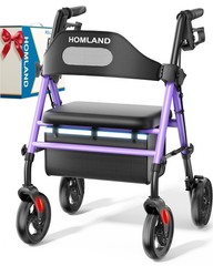 HOMLAND Foldable Rollator Walkers with Seat for Seniors, 350 Pound, Purple