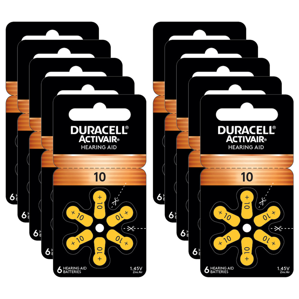 Duracell Size 10 Activair PR70 P10 Hearing Aid Batteries (60 Pack)