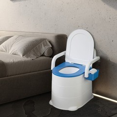 Portable Bedside Commode Toilet Elderly Disabled Commode Chair w/ Armrests 400kg