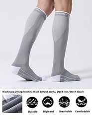 3 Pairs Compression Socks for Men and Women Large-X-Large Black + White + Grey