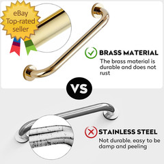 Brass Shower Grab Bar Gold Support Bar Bathroom Hand Safety Handrail for Elderly
