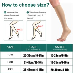 Unisex Compression Socks with Zipper Open Toe Knee Length Stockings Men Women US