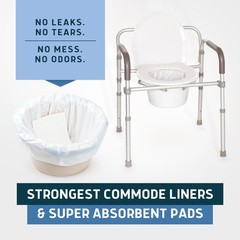 Lunderg Commode Liners with Absorbent Pads – Value Pack Medical Grade 50 Count U