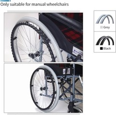 Wheelchair Rear Wheel Solid Tires (Pair) 24X1 3/8″ PU Non Pneumatic Tires, Suita