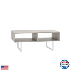Closetmaid 4962 Rectangular Wood Coffee Table Storage Shelves Taupe 496200