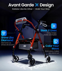 VOVCIC Z11 Rollator Walker for Seniors, 380 Lbs Capacity, Foldable & Lightweight