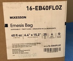 McKesson 16-EB40FLOZ Disposable Twist Close Emesis Bag 40 fl oz. – case of 100