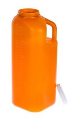 Large Male Urinal with Leak Proof Screw Cap Lid (3000 mL or 101 oz.) Amber Color