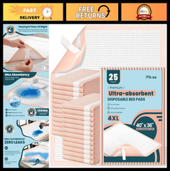 Extra Large Disposable Bed Pads 40″x36″ – 25 Count, Super Absorbent Incontinence