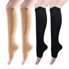 1 Pair Zipper Compression Socks Support Graduated Stockings Mens Women 20-30mmHg