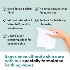 Nurture XL Ultra Thick Body Wipes Adults Disposable No Rinse Bathing Cloths 120c