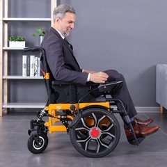 All-Terrain Foldable Electric Wheelchair 300lb Capacity 16 in Large Front Wheels