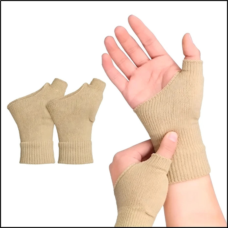 1 Pair Breathable Thumb-Wrist Compression Gloves with Gel Padded Wrist Support f