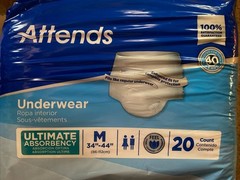 Attends Advanced Underwear, MEDIUM, Heavy Absorbency, APP0720 – Pack of 20 NEW