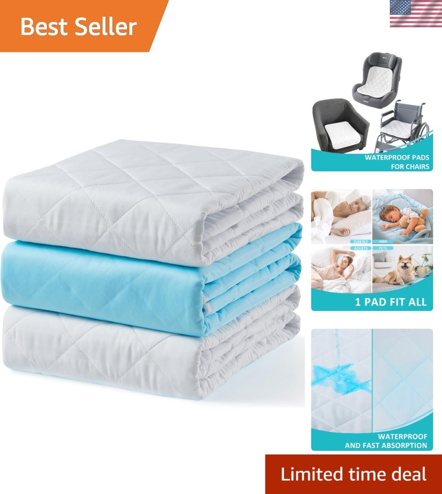 Washable Waterproof Underpads 18″x24″ 3 Pack – Reusable Incontinence Bed Pads…