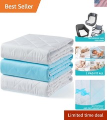 Washable Waterproof Underpads 18″x24″ 3 Pack – Reusable Incontinence Bed Pads…
