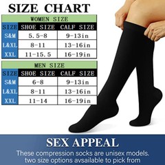 S M L XL 2XL Wide Calf Plus Size Compression Socks Women Men 15-20mmHg Unisex