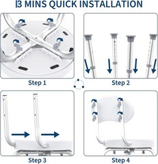 360° Swivel Shower Chair with Back Heavy Duty Bath Seat 330 lb Capacity Non-Slip
