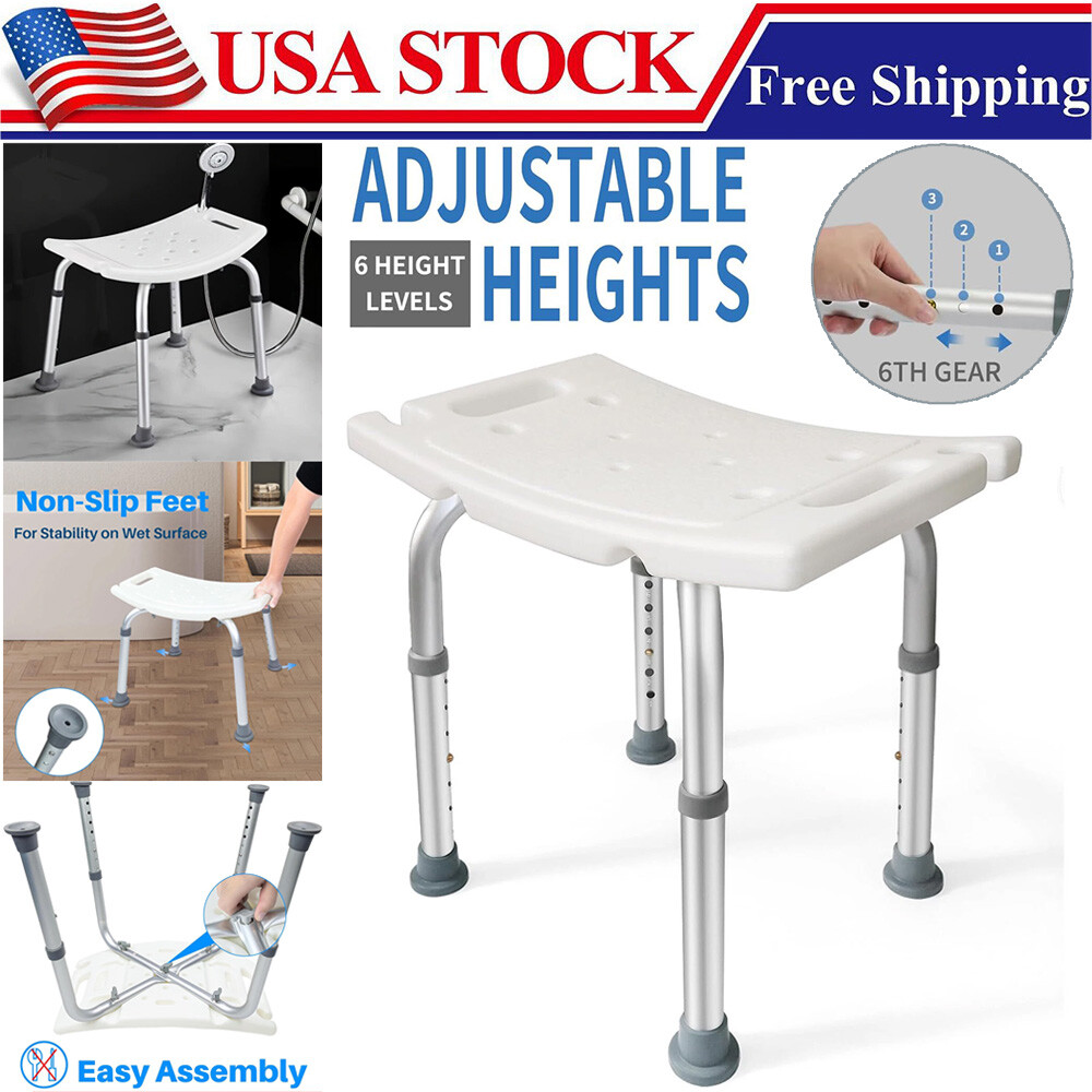 Shower Chair Bath Stool Seat Padded Height Adjustable Bathtub Shower Seat 350lb