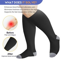 Wide Calf Compression Socks 15~20 mmHg Knee High for Women Men