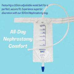 3-Pack 600Ml Clear Nephrostomy Bags, Urine Drainage Bag with 24 Inch Tube and Tw