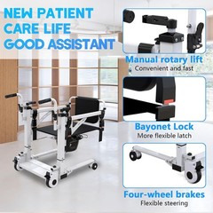 Patient Transfer Chair Hydraulic Hoyer Lift W/ Adjustable Height 330lbs Capacity