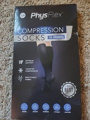 PhysFlex COMPRESSION SOCKS Stockings 20-30mmHg Size S/M Black for men or women