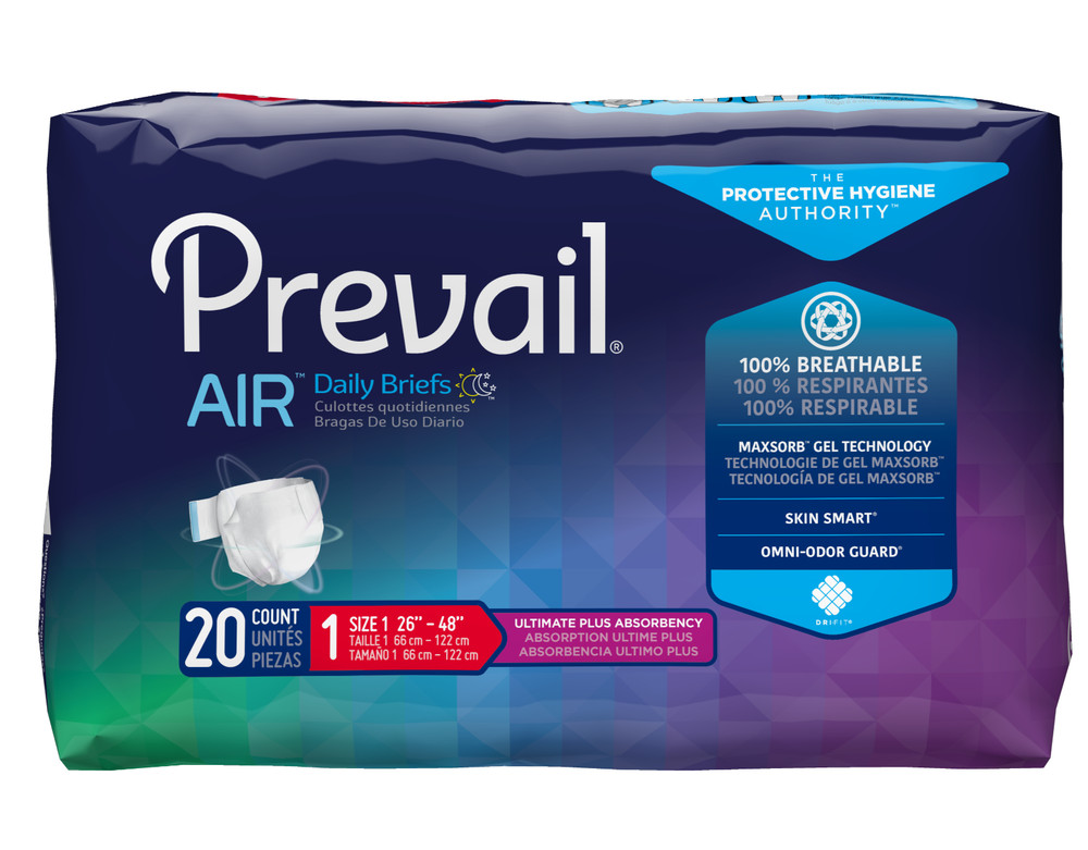Prevail Air Plus Adult Stretchable Briefs Size 1 , 80 Count
