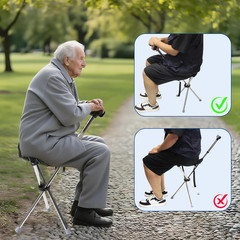 Walking Cane with Seat, Adjustable Height 34″-38″ Cane Chair Capacity 220Lbs, Fo