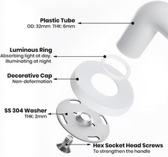 Wall Mounted Folding Shower Seat with Grab Bar Adjustable Height Support 550lbs