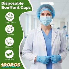 100 Pcs Polypropylene Bouffant Caps,21″/24″ Disposable Non-Woven Hair Nets,No…