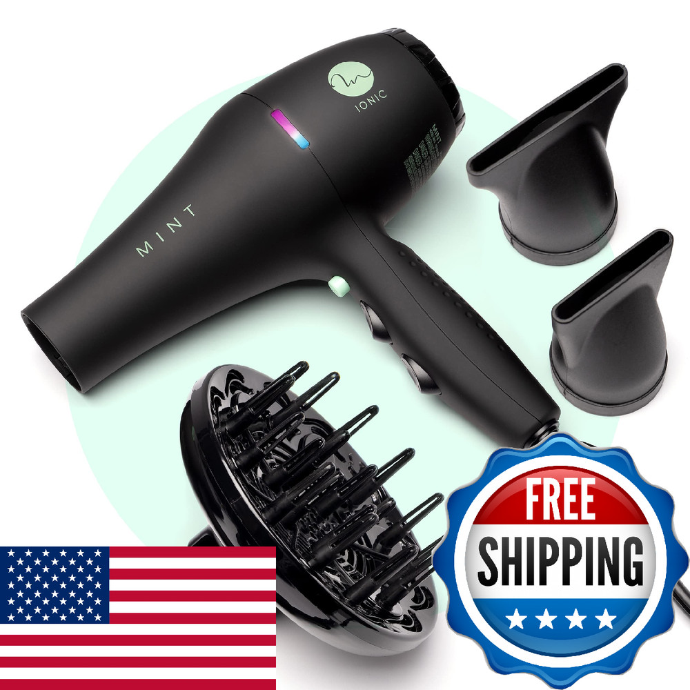 Mint Professional Series Blackbird Infrared Ionic Hair Dryer Diffuser By Quiet