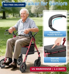 HOMLAND Walkers for Seniors with Seat, 16 Pounds Lightweight Rollator Walker wit