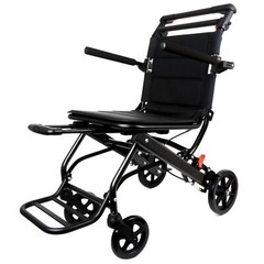 Ultra-Lightweight Folding Wheelchair, Adult Transfer Wheelchair with Trolley Bar