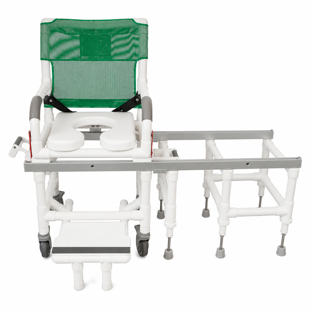 MJM PVC Shower Transfer Chair Commode Bath Bench Green Mesh Used