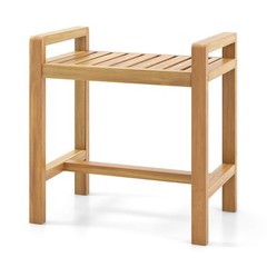 Teak Wood Solid Wood Stool Shower Bench for Inside Shower Shaving Legs Natural