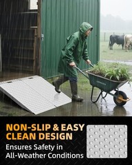 VNN 36″ x 48″ Shed Ramp for Riding Mower Anti-Slip Punch Plate Ramp 2PCS, Silver