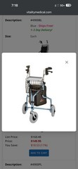 NOVA 3-Wheel Rollator Walker, Sky Blue, Seat, Basket, Handbrakes Adult/Senior