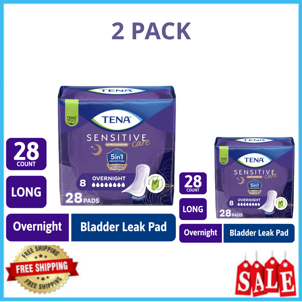 na Sensitive Care Overnight Incontinence Pads Women 28 Count, 2 Pack