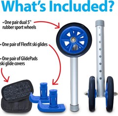 Top Glides Heavy Duty Bariatric 5″ Walker Wheel Kit with FlexFit Walker Ski G…