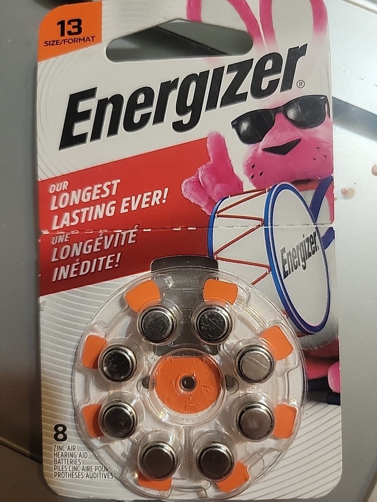 Energizer (8-Pack) Sz 13 Made in USA (8) Hearing Aid Batteries NEW