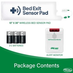 Smart Caregiver Cordless Bed Exit Monitoring System Alarm with Wireless 10in x