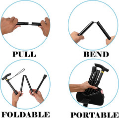 Adjustable Lightweight Folding Walking Stick with Non-Slip Rubber Base