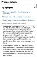 Bedside Commode with Wheels, Shower Wheelchair with 300 LBS Weight Capacity